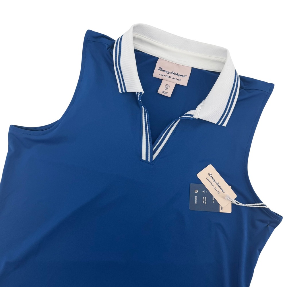 Tommy Bahama Everyday Active‎ Womens Blue Sleeveless Polo Top UPF 50 Size Large